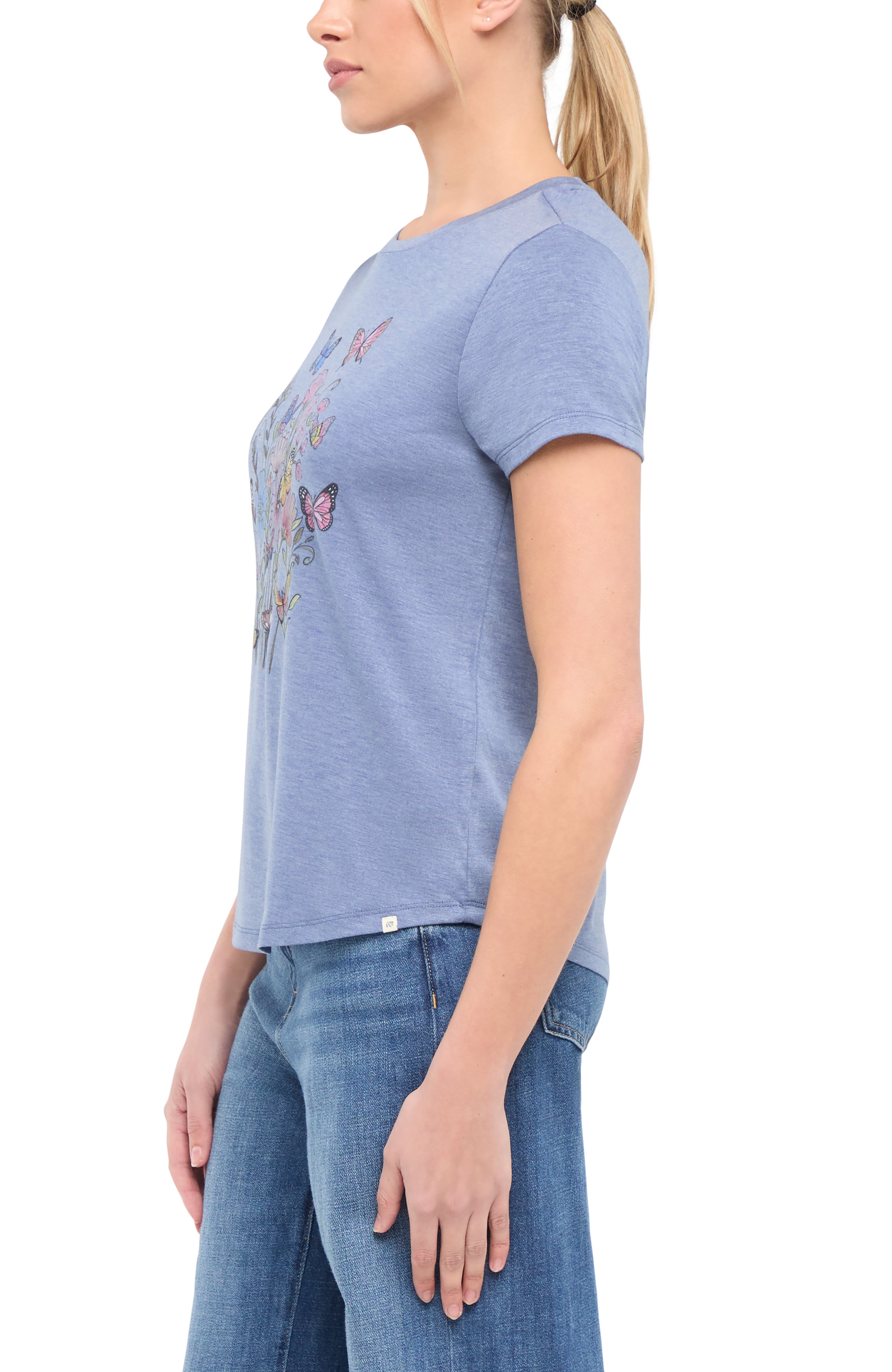 Monica Tee (H. Gray Blue Butterfly Bouquet)