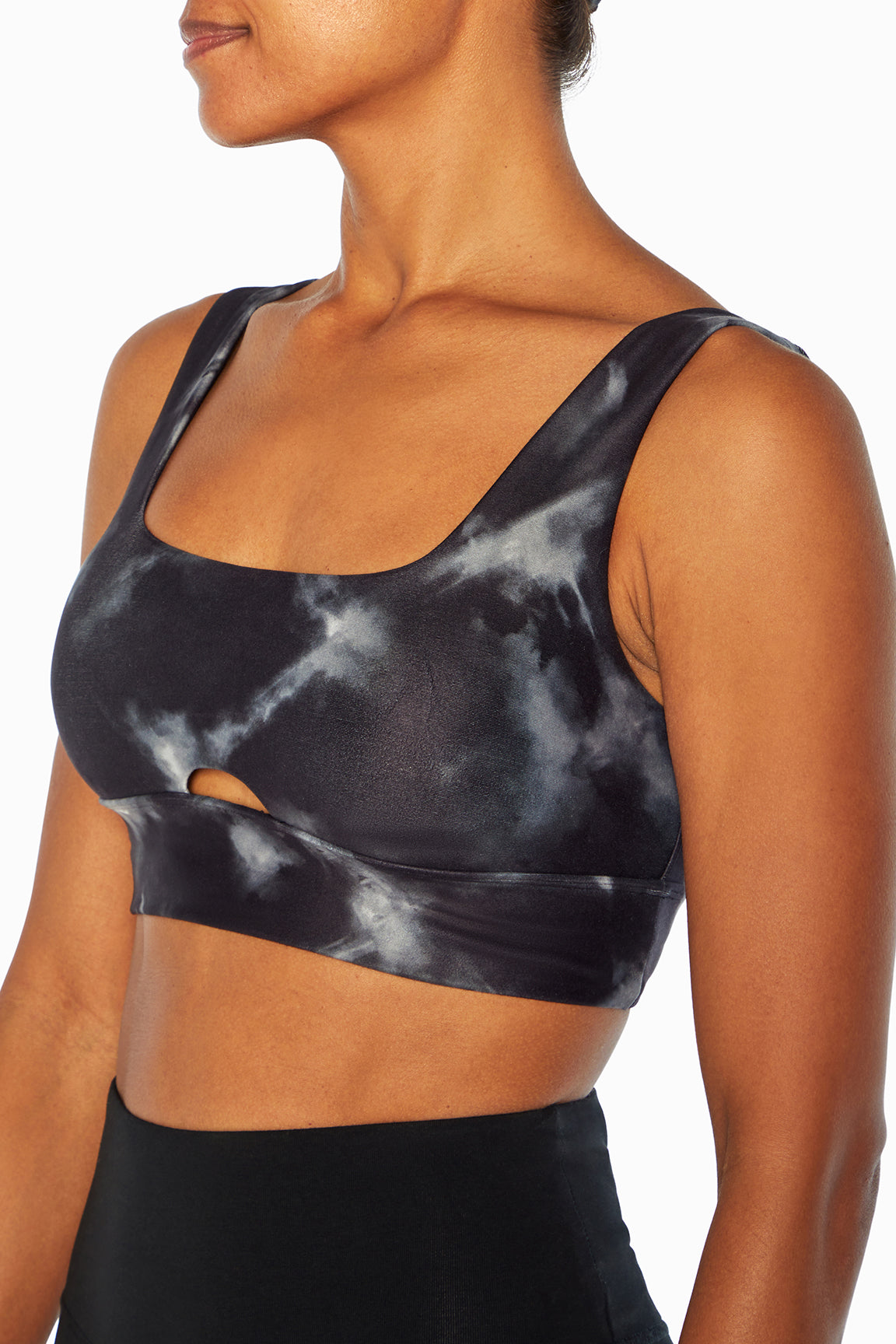 Gabby Sport Bra (Black Criss Cross Tie Dye)