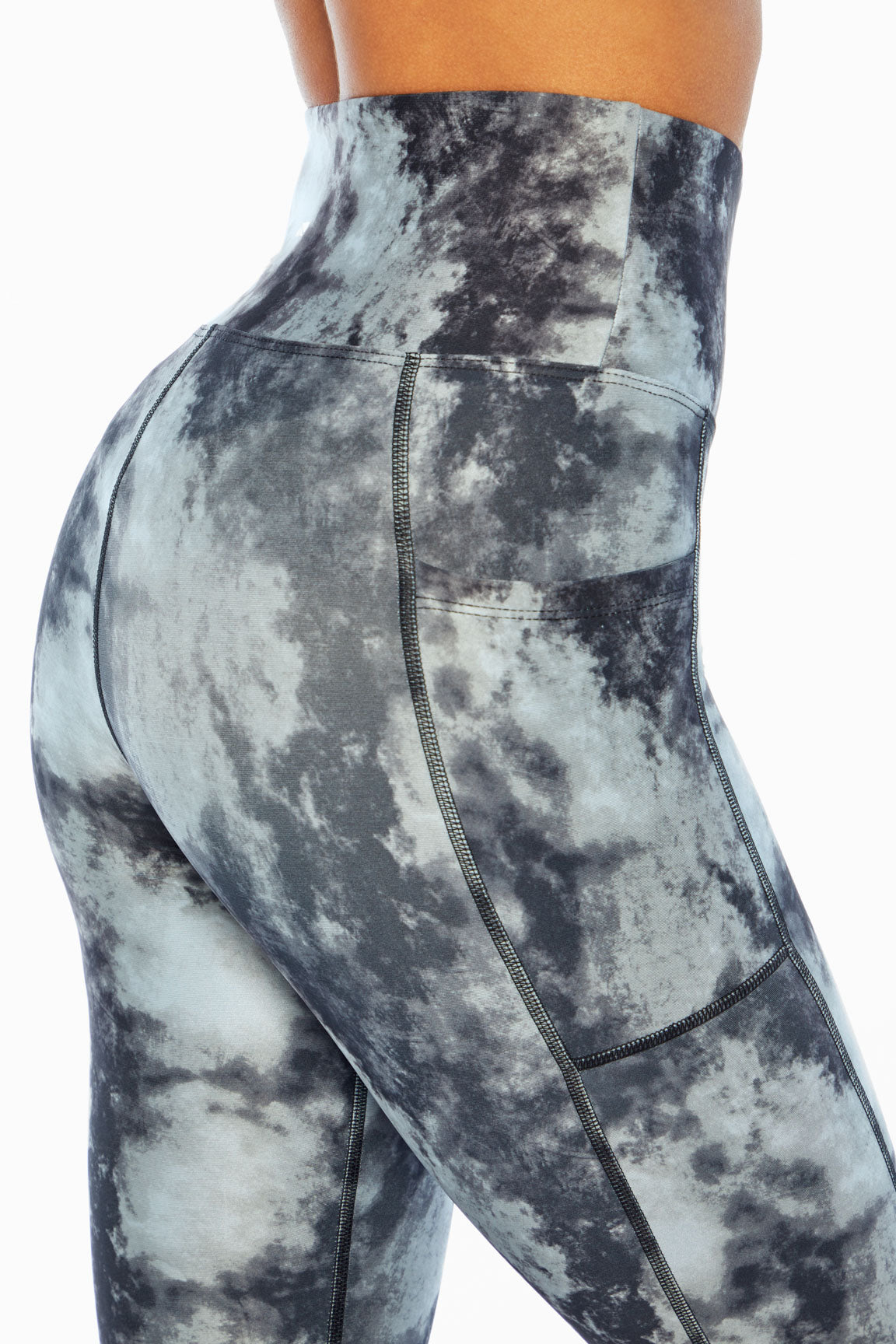High Rise Side Pocket Ankle Legging (India Ink Tie Dye Wave)