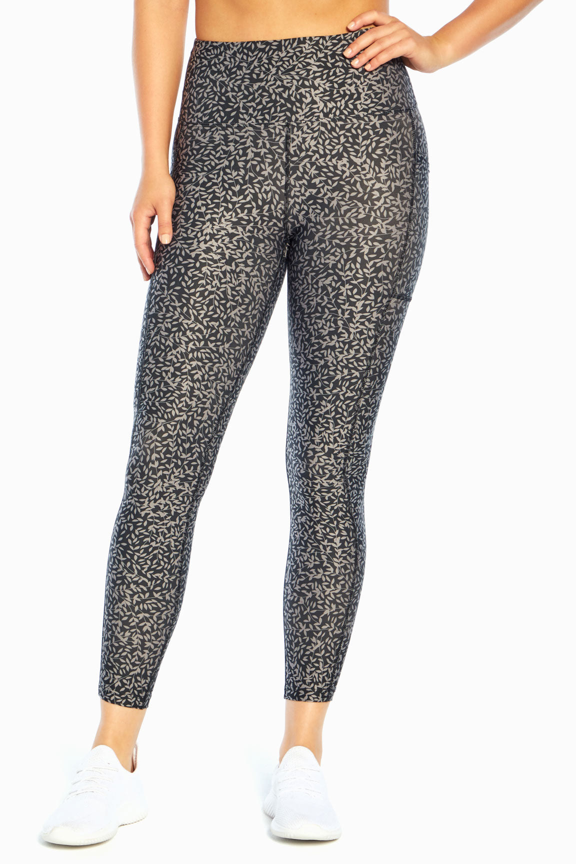 High Rise Side Pocket Ankle Legging (Black Tonal Ivy)