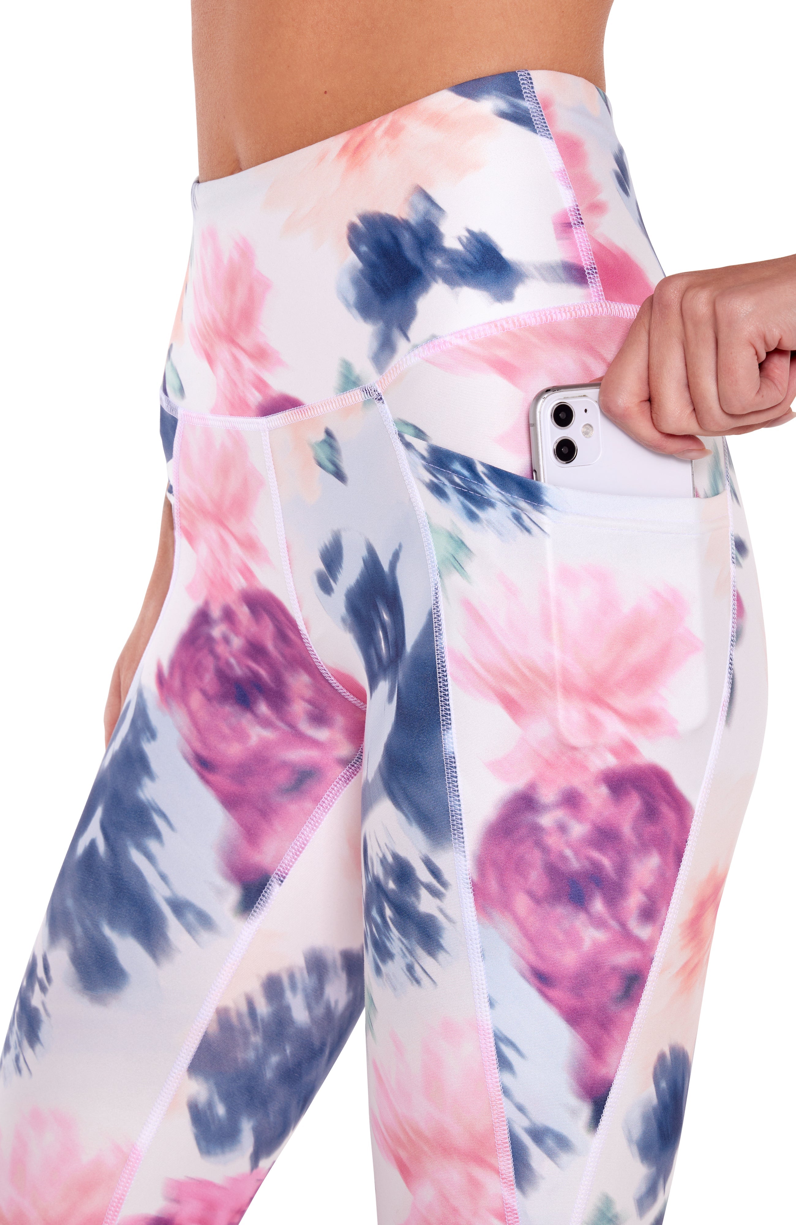 Terry Legging (Peach Nectar Blurred Floral)