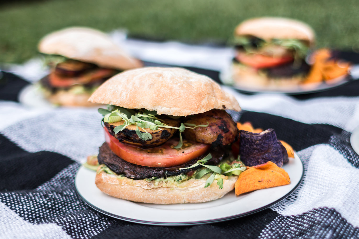 Grilled Portobello & Peach Burgers