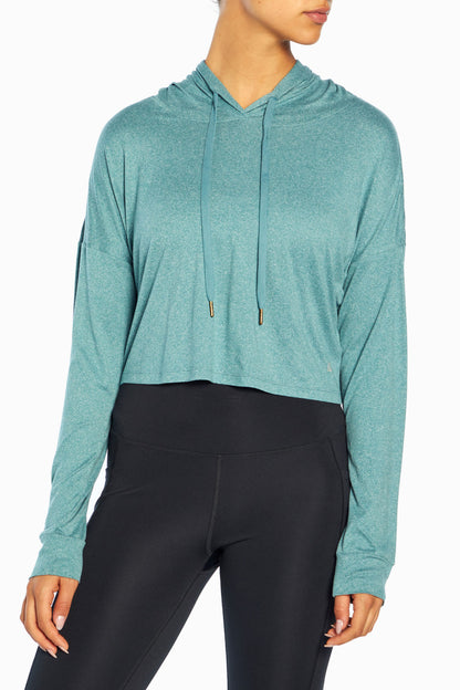 Luxe Cropped Hoodie (Heather Hydro)