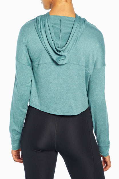 Luxe Cropped Hoodie (Heather Hydro)