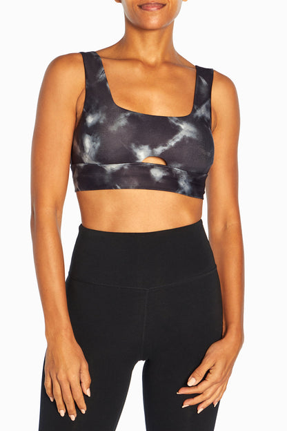 Gabby Sport Bra (Black Criss Cross Tie Dye)