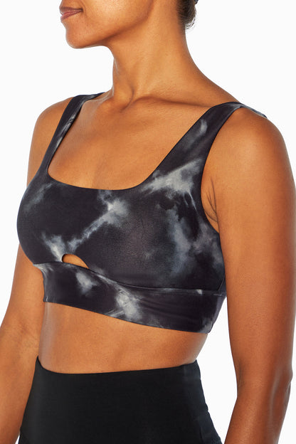 Gabby Sport Bra (Black Criss Cross Tie Dye)