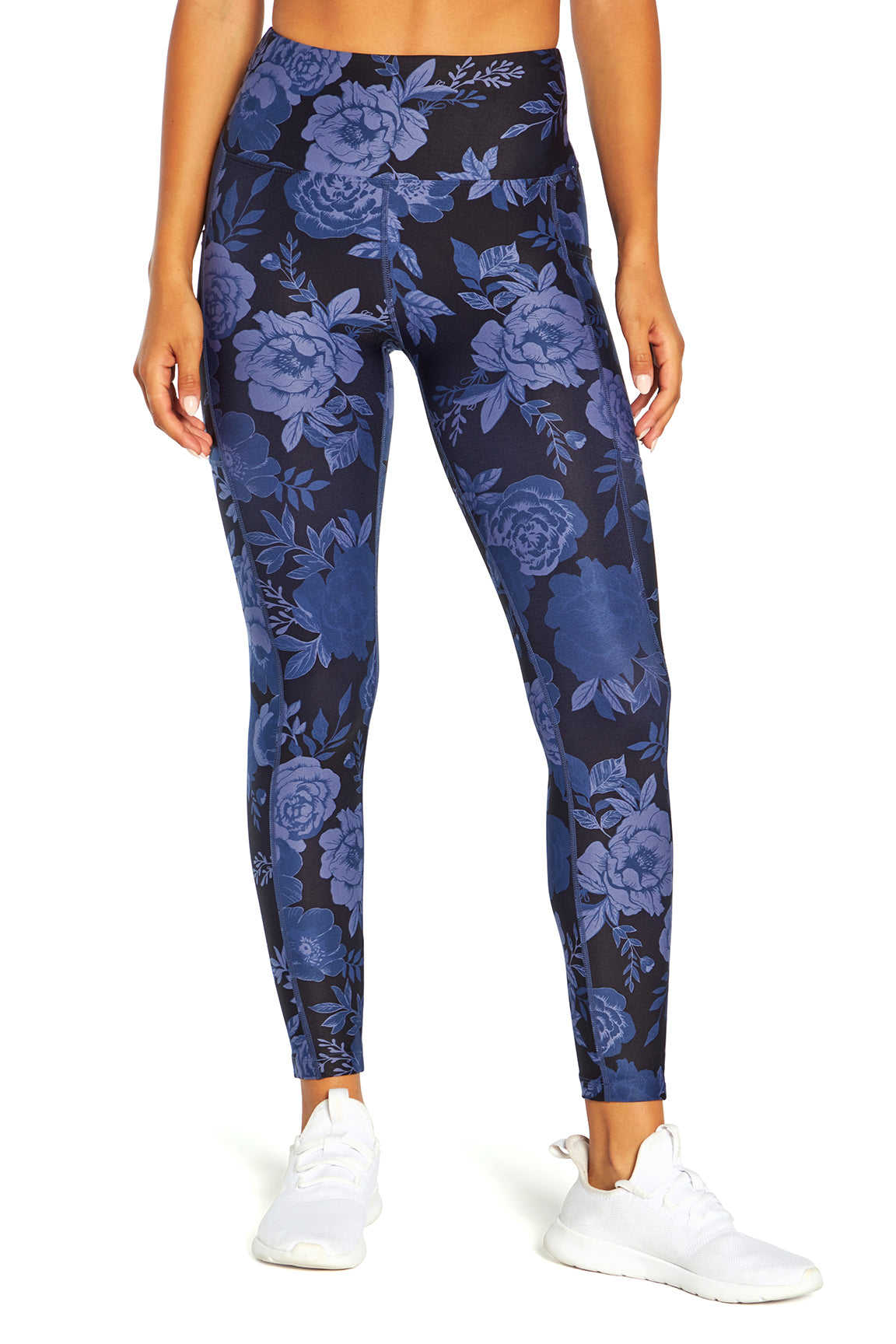 High Rise Flat Waist Ankle (Blue Modern Tonal Floral)