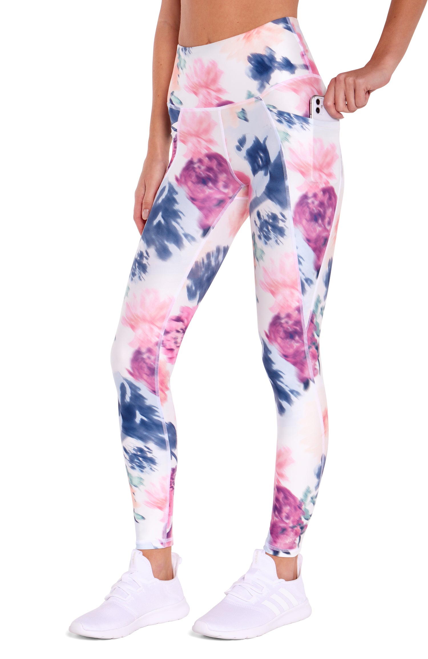 Terry Legging (Peach Nectar Blurred Floral)