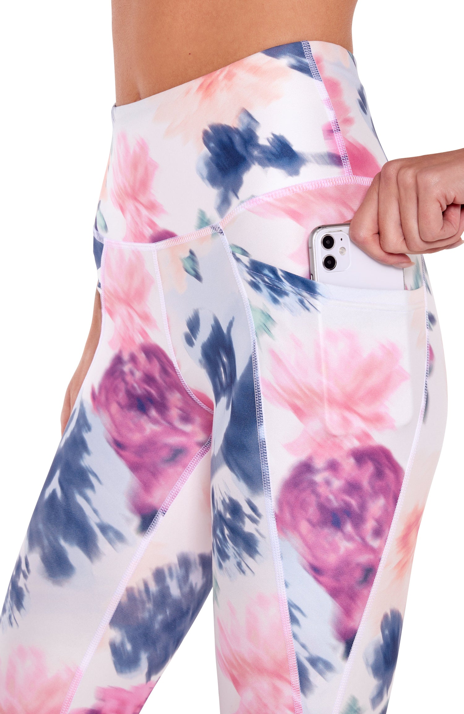 Terry Legging (Peach Nectar Blurred Floral)