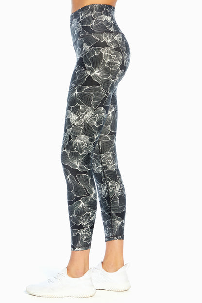 Contender Lux Legging (Black Floral Outline)