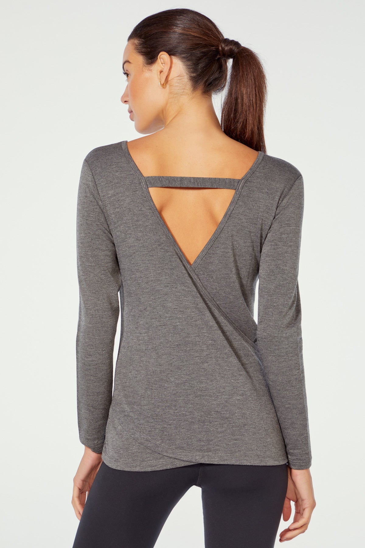 Elli Modal High Neck Long Sleeve Open Back Top in Black