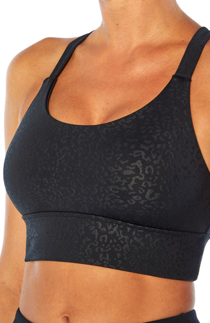 Lacey Sport Bra (Black Linear Floral Emboss)