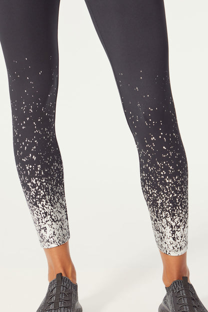 Sparks Ankle Legging (Black/ Silver Faded Splatter Foil)